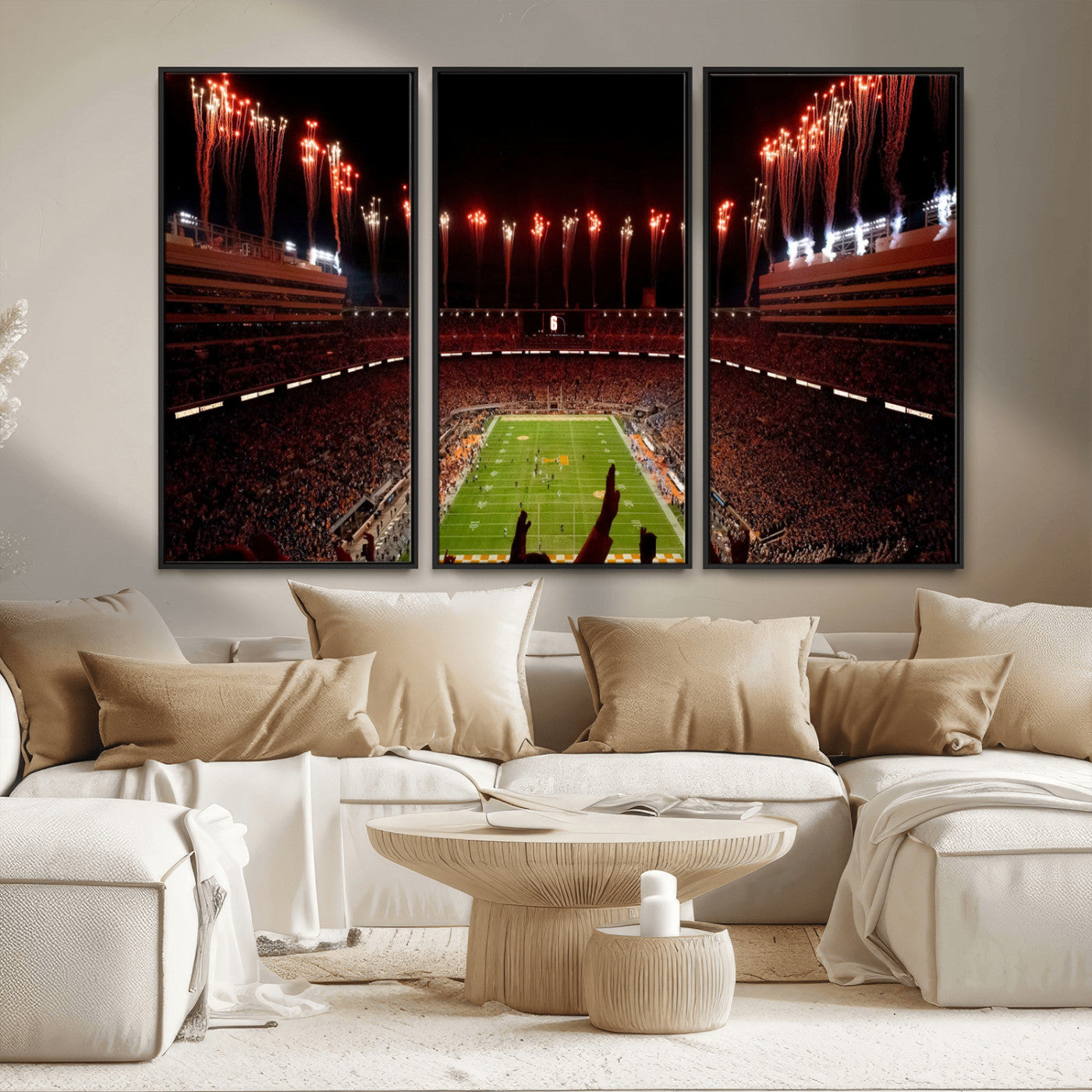 73358115-MGV-FC-48X32-3P - Tennessee Neyland Stadium Wall Art, Sports Arena Canvas Print, Panoramic Stadium Canvas Artwork for Home, Office