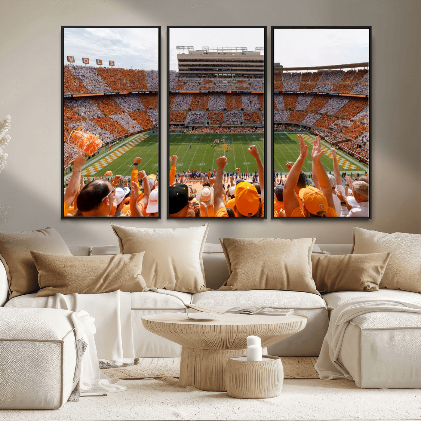 76011417-MGV-FC-48X32-3P - Tennessee Neyland Stadium Wall Art, Sports Arena Canvas Print, Panoramic Stadium Artwork for Home, Office