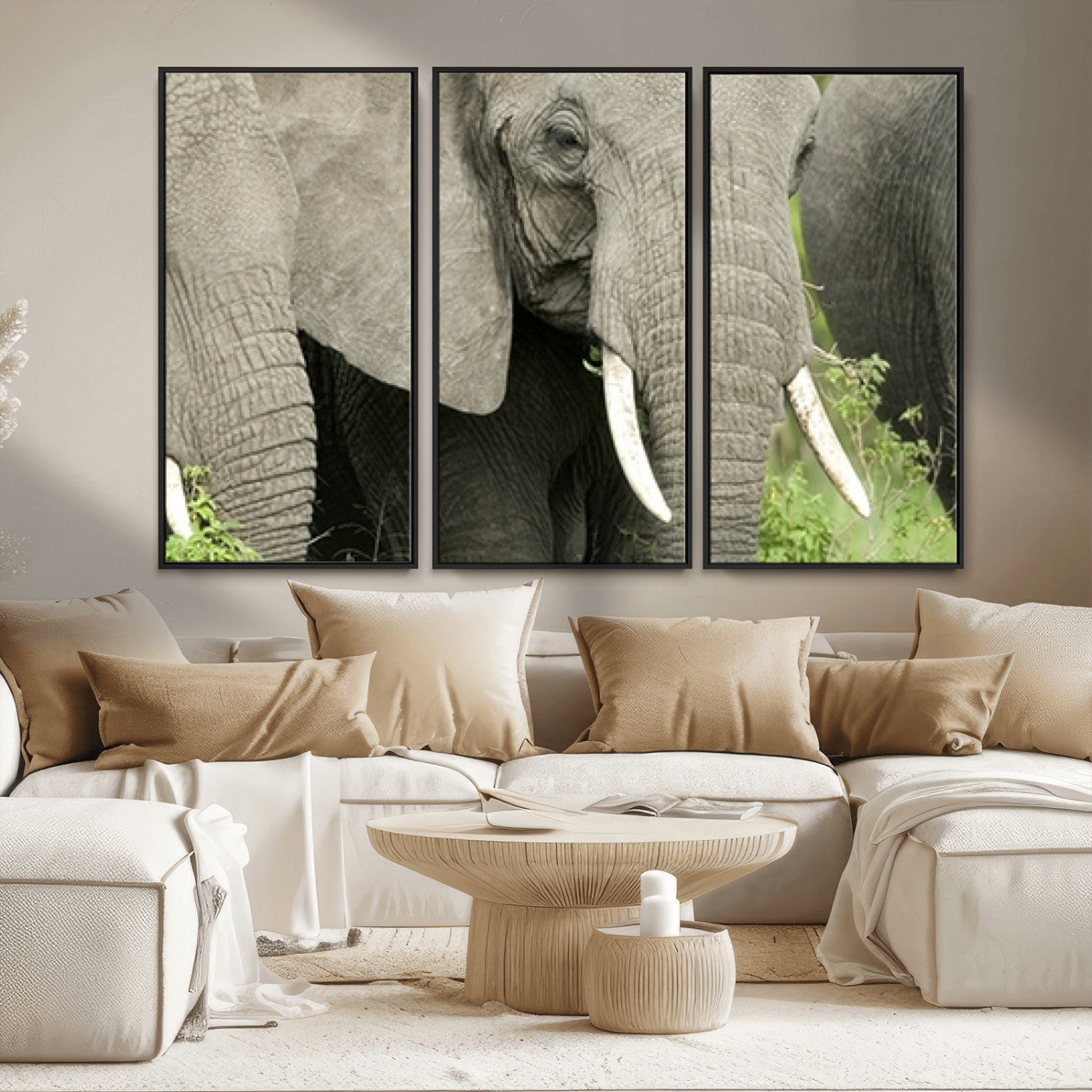 MGV-FC-48X32-3P - Wild Elephant Wall Art Canvas Print