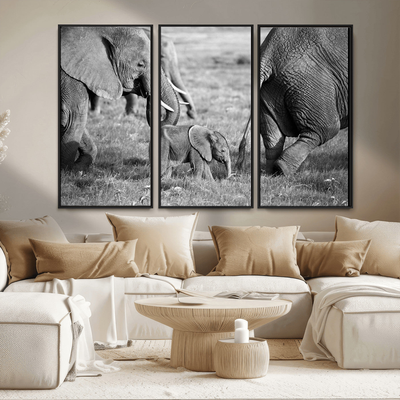 MGV-FC-48X32-3P - Wild Elephant Wall Art Canvas Print
