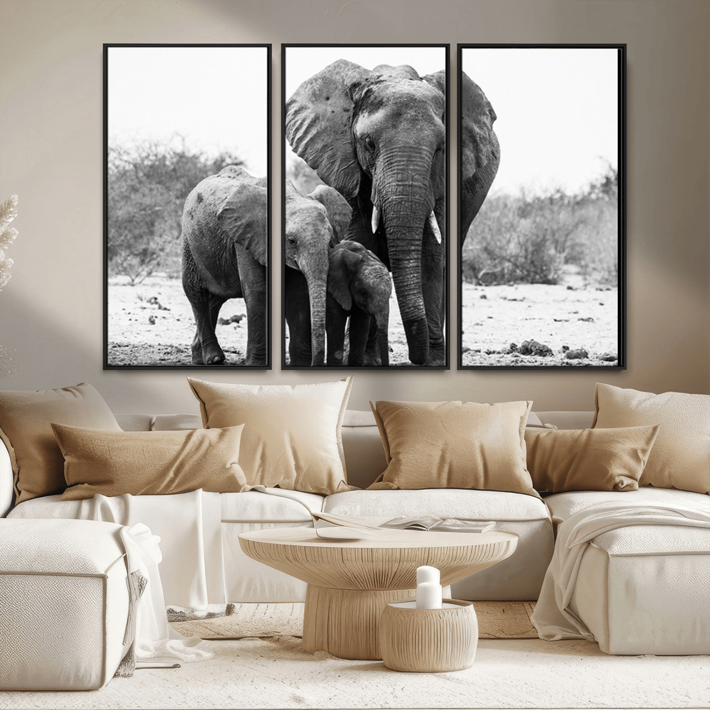 MGV-FC-48X32-3P - Elephant Family Africa Wall Art Canvas Print
