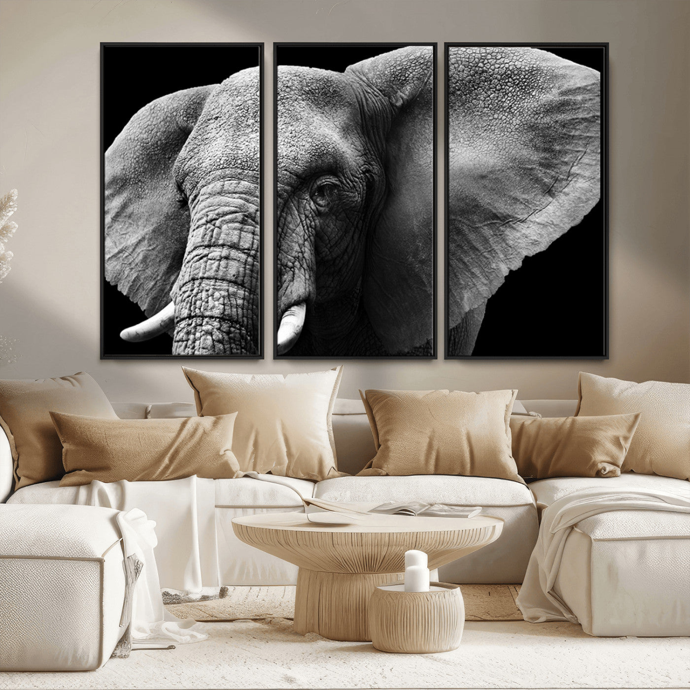 MGV-FC-48X32-3P - Big Elephant Close Up Wall Art Canvas Print