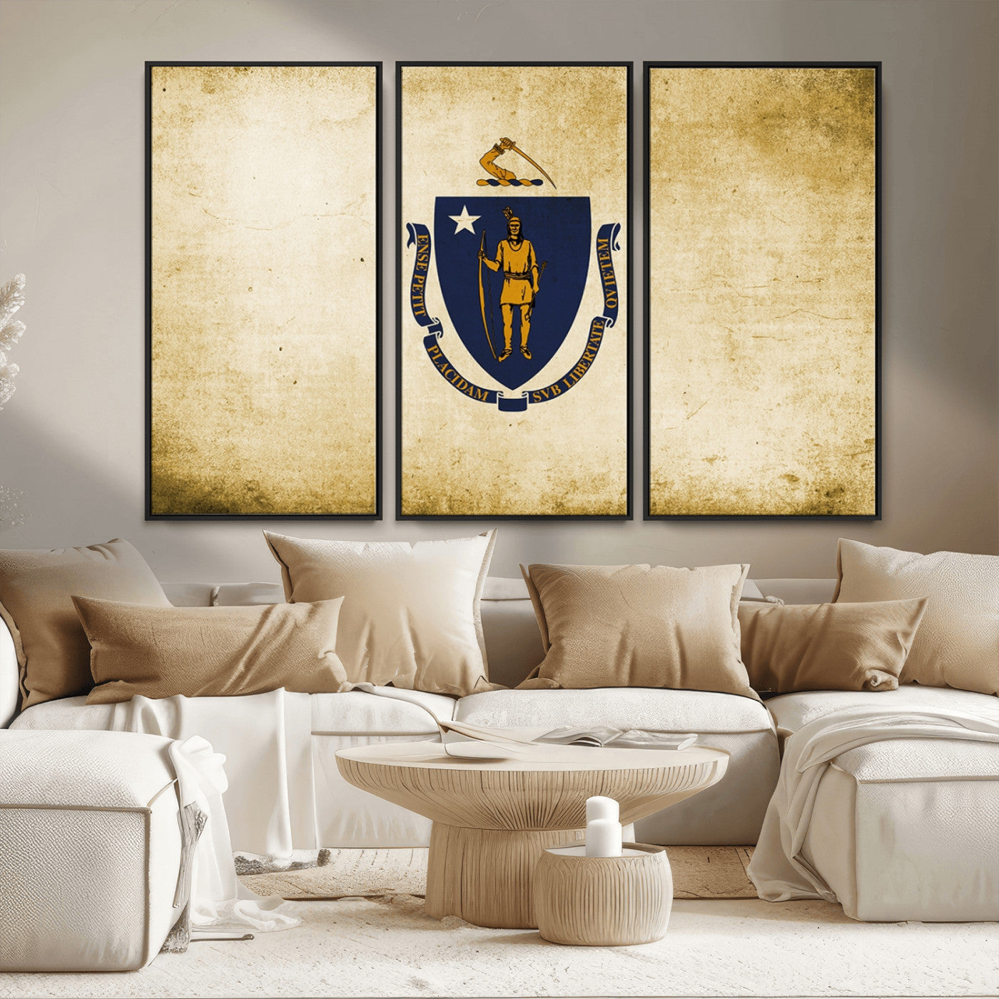 MGV-FC-48X32-3P - Massachusetts Flag Wall Art Canvas Print