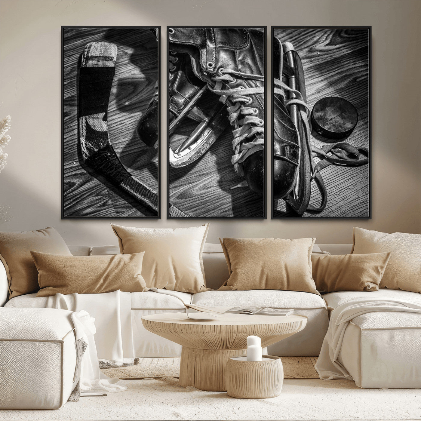 MGV-FC-48X32-3P - Old Pair of Mens Skates Wall Art Canvas, Men Skates Wall Art Print