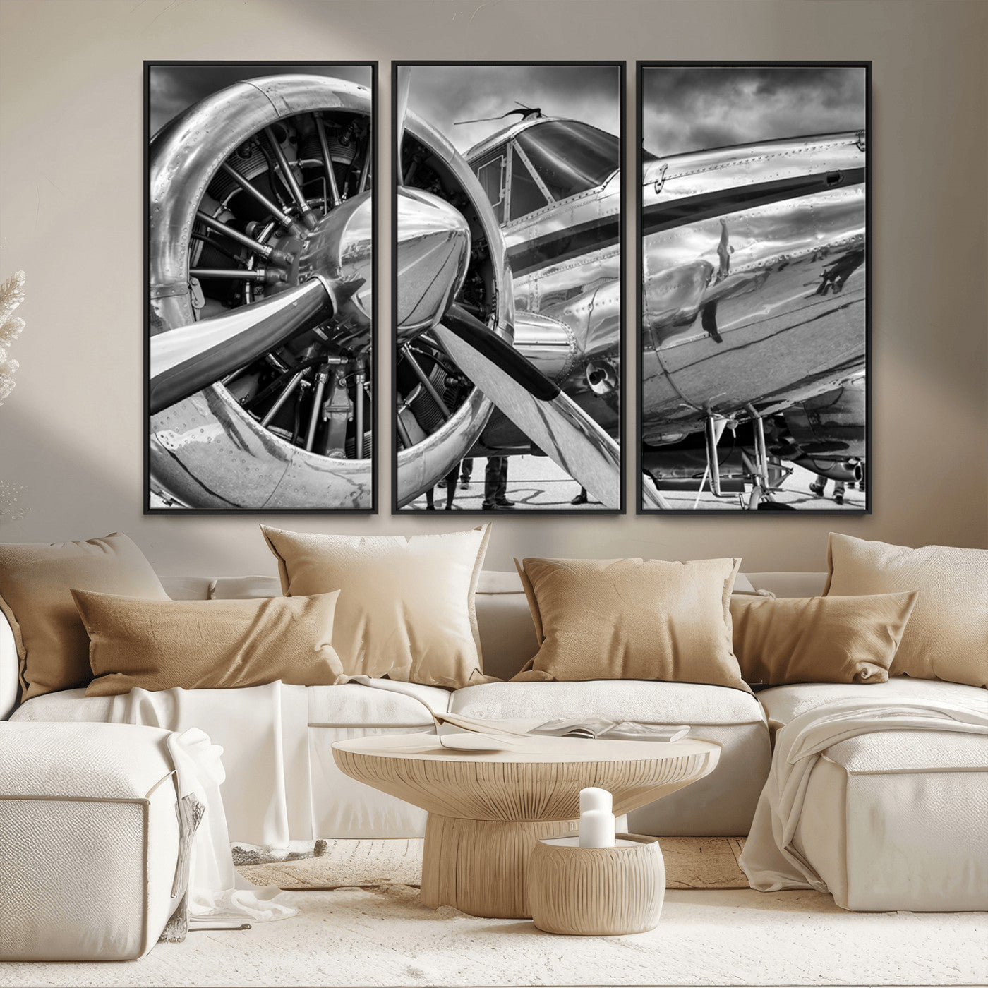 MGV-FC-48X32-3P - Vintage Antique Airplane Wall Art Canvas Print