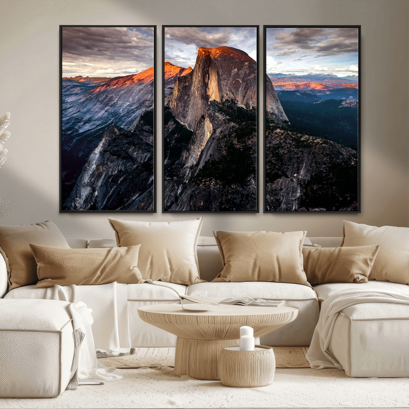 MGV-FC-48X32-3P - Half Dome Wall Art Print - Yosemite Majestic Triptych Landscape Print – National Park Nature Decor