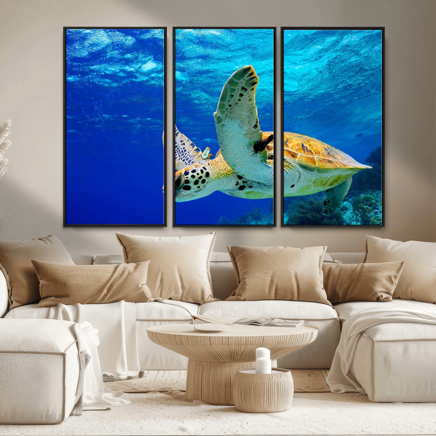 -Sea Turtle Wall Art Canvas Print, Sea life in the Ocean Wall Art Printing