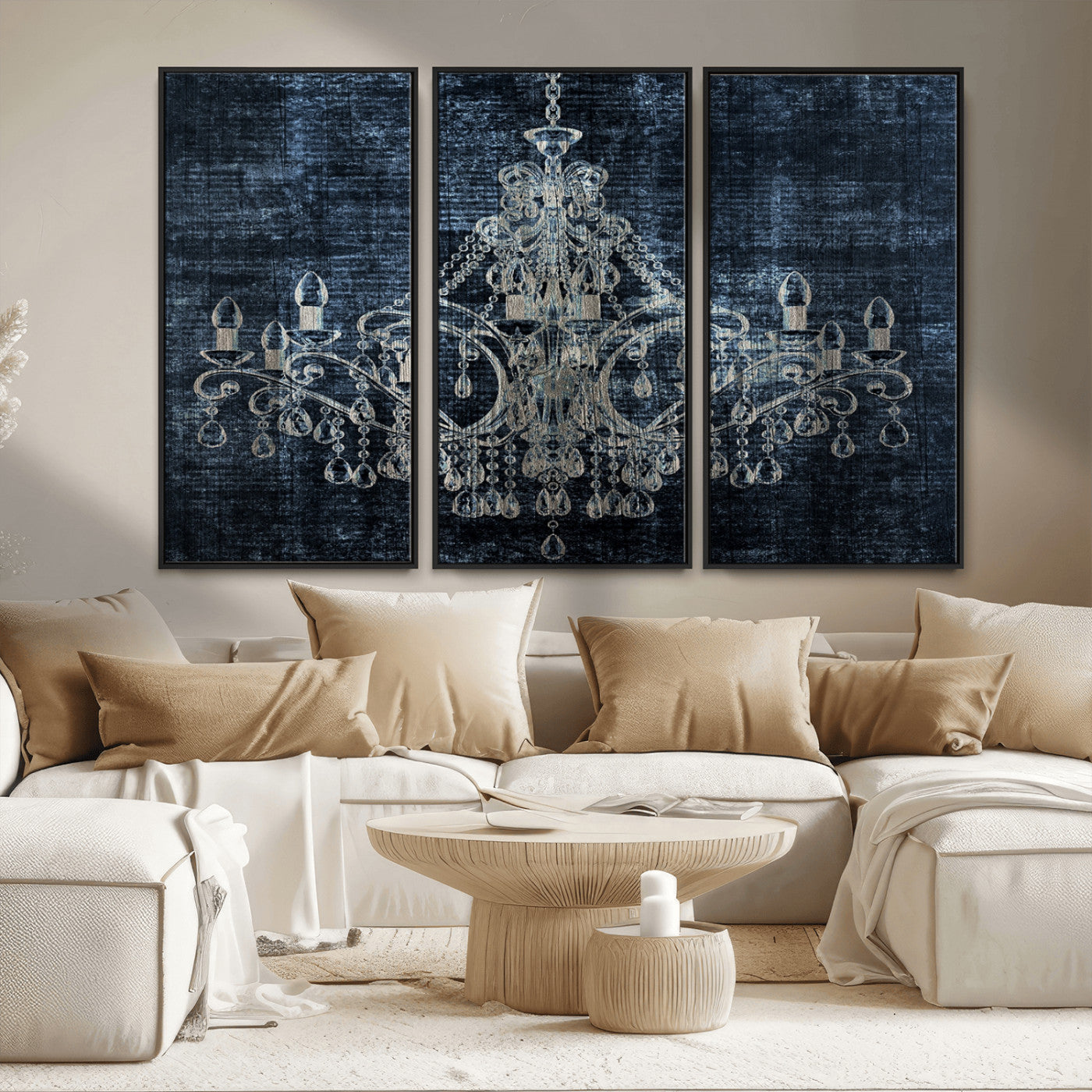 MGV-FC-48X32-3P - Dark Chandelier Wall Art Canvas Print