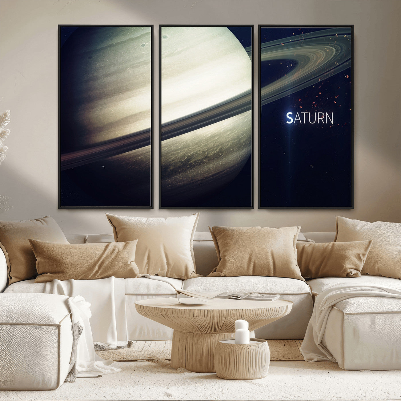 MGV-FC-48X32-3P - Framed Saturn Wall Art Canvas Print