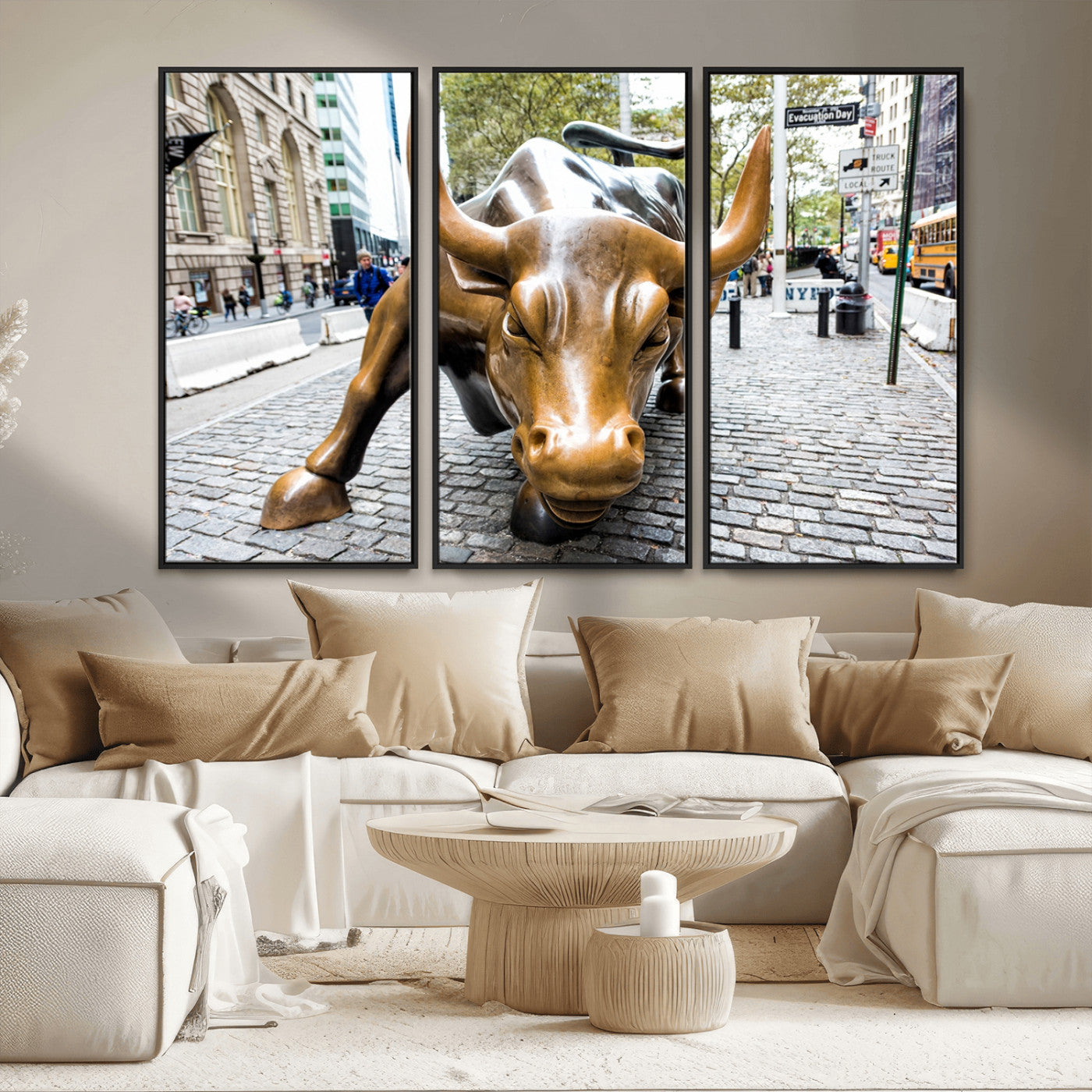 MGV-FC-48X32-3P - Charging Bull Wall Art Canvas Print