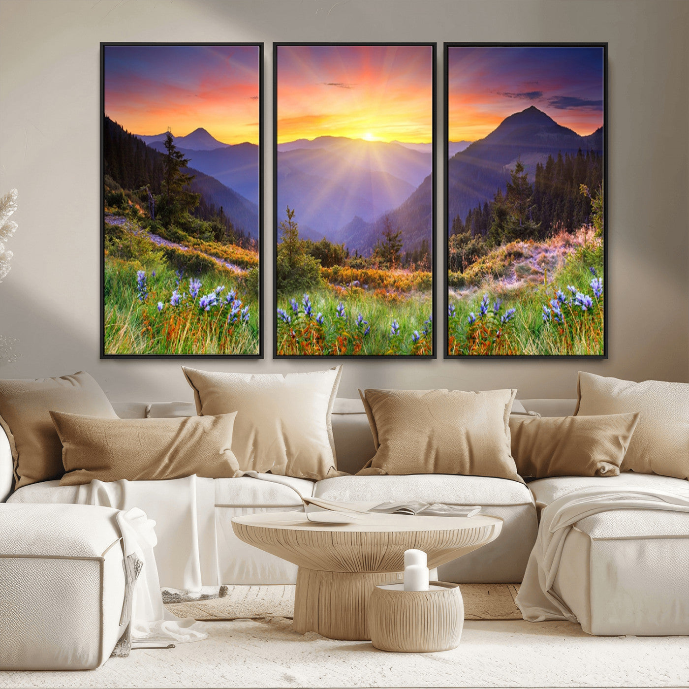 MGV-FC-48X32-3P - Mountain and Spring Wall Art Canvas Print