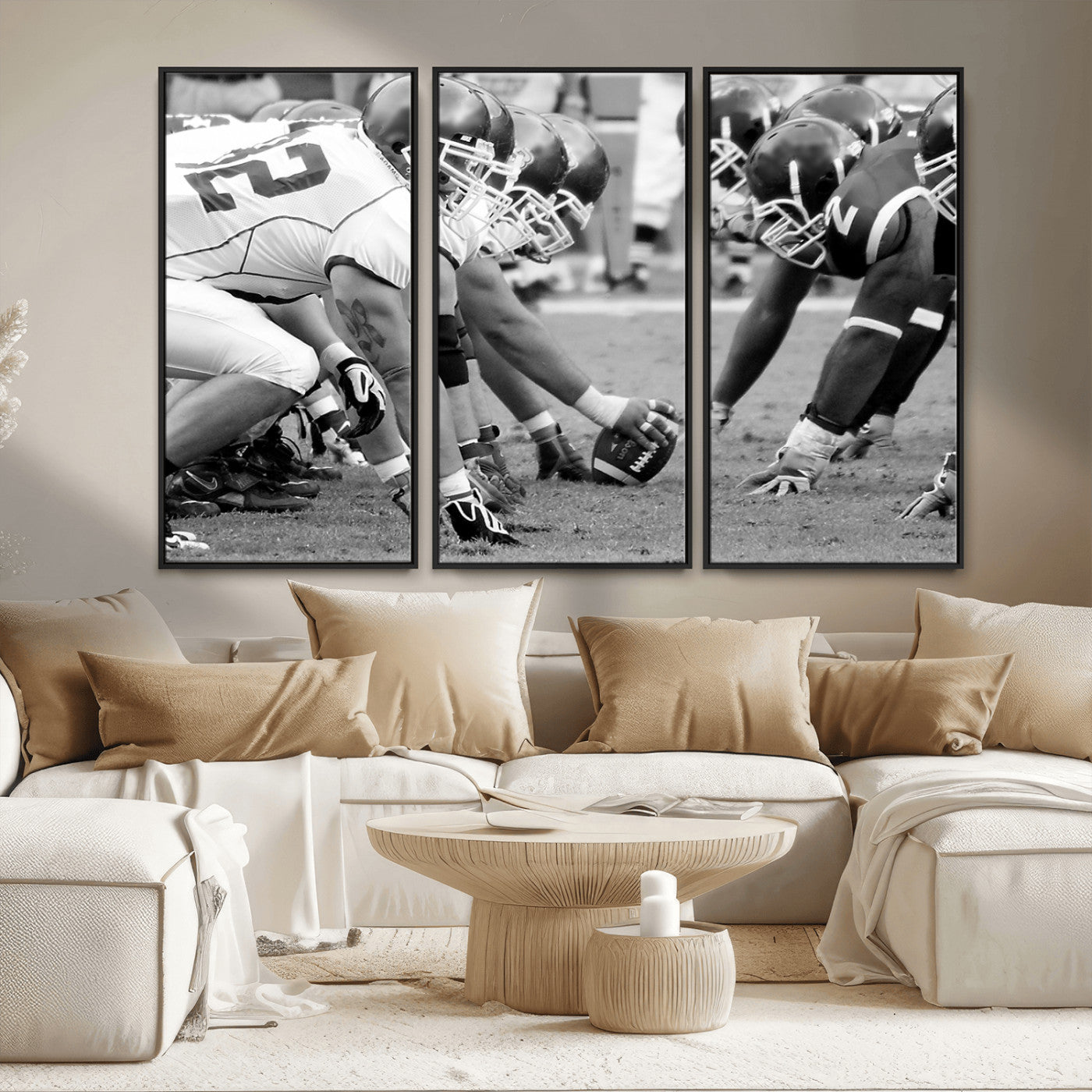 MGV-FC-48X32-3P - American Football Player Wall Art Canvas Print
