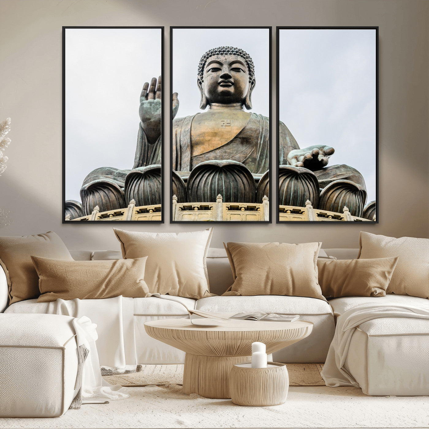 MGV-FC-48X32-3P - Buddha Statue Wall Art Canvas Print