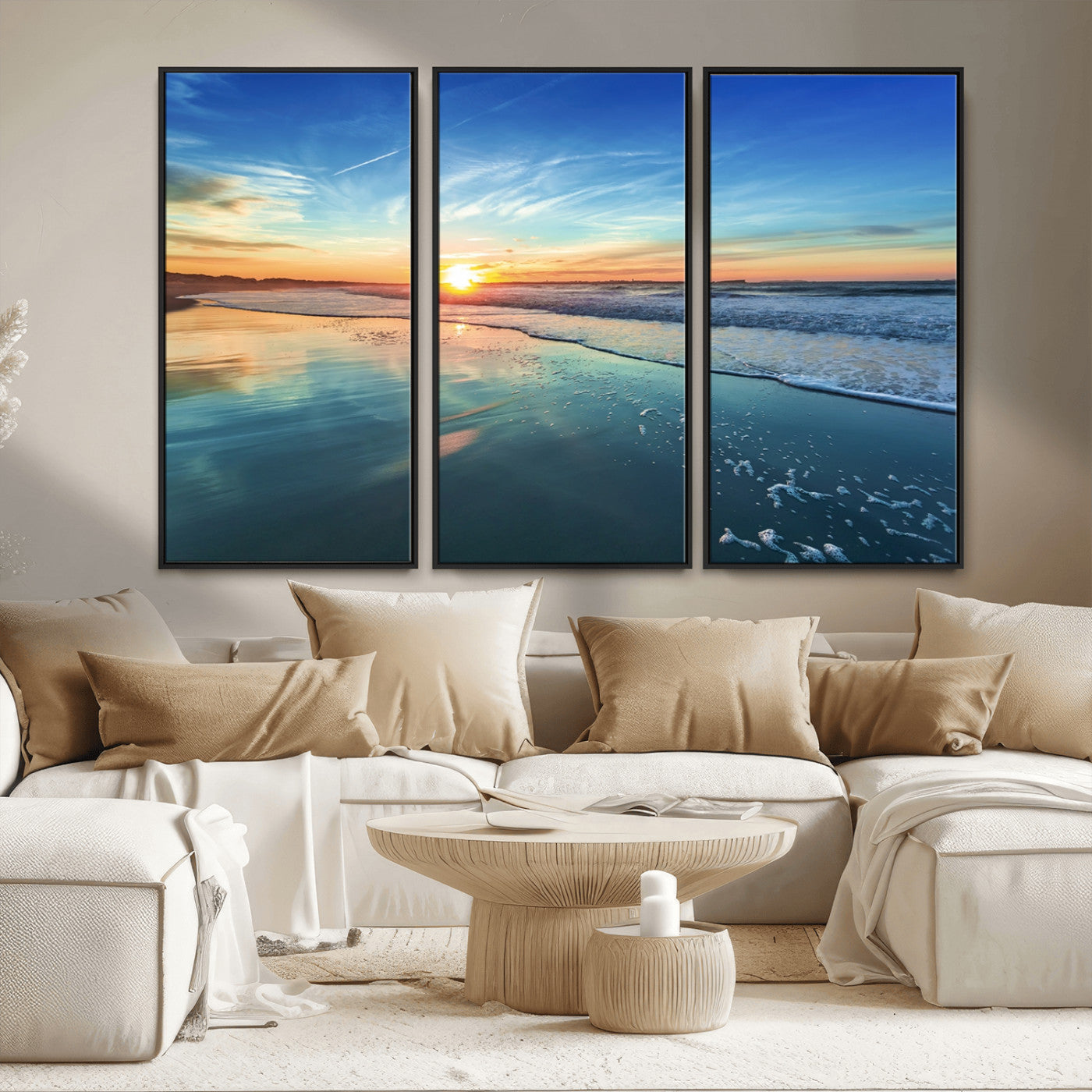 MGV-FC-48X32-3P - Blue Sky and Beach Wall Art Canvas Print