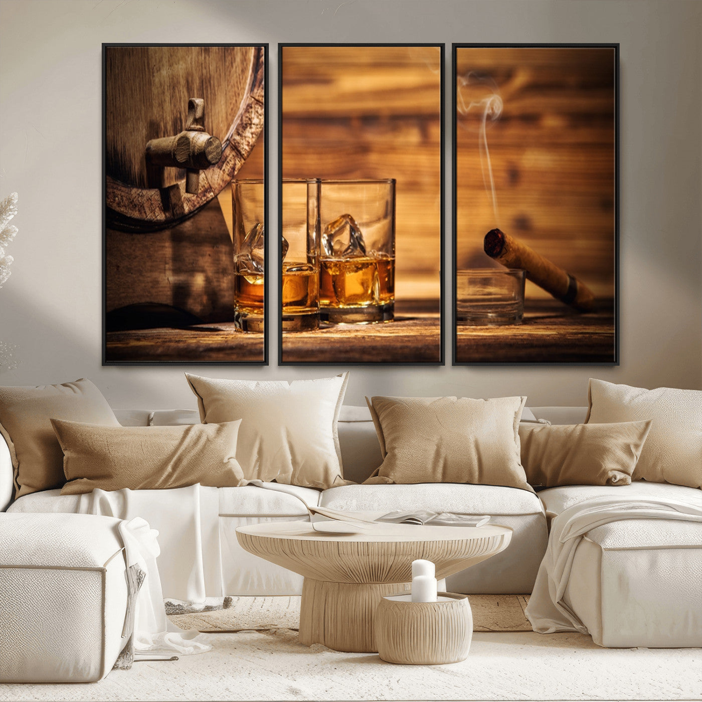 MGV-FC-48X32-3P - Rustic Whiskey and Barrel Canvas Print