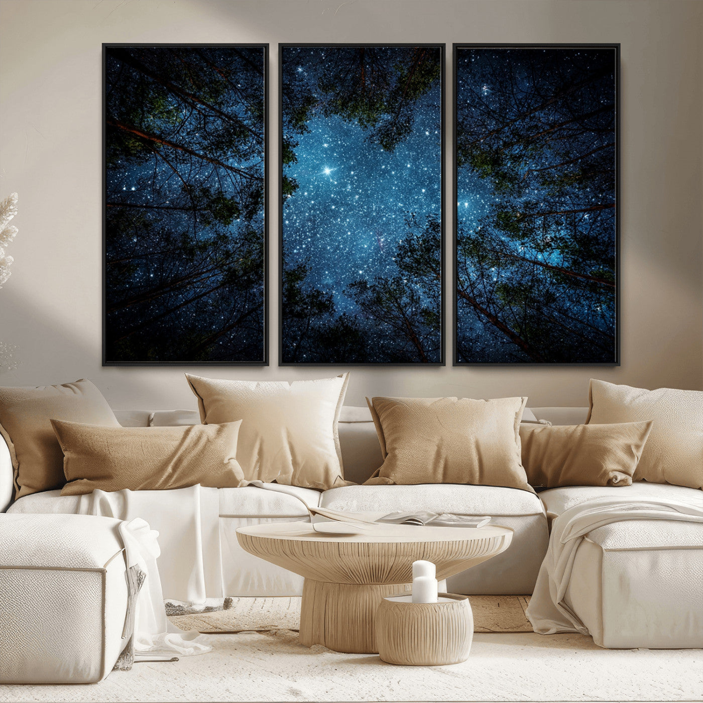 MGV-FC-48X32-3P - Forest and Stars Wall Art Canvas Print