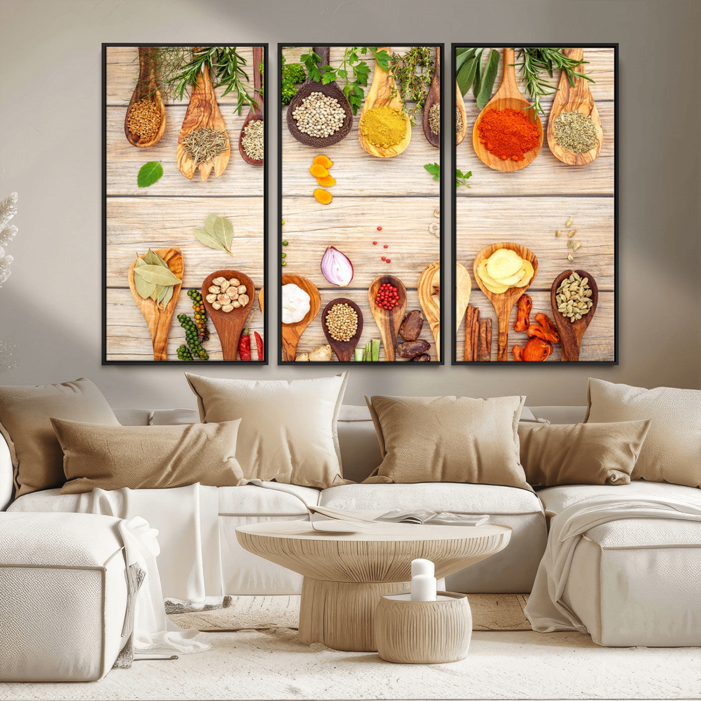 MGV-FC-48X32-3P - Kitchen Spice on the Table Wall Art, Kitchen Spice Wall Art Canvas Print