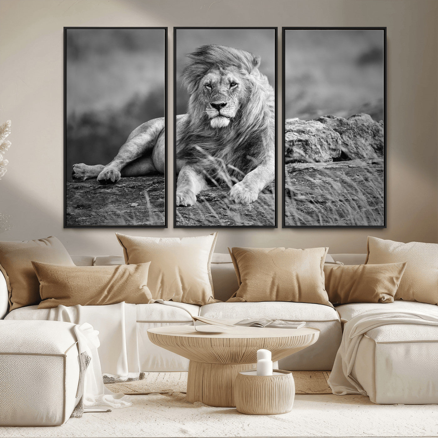 MGV-FC-48X32-3P - King of Forest Lion Wall Art Canvas Print