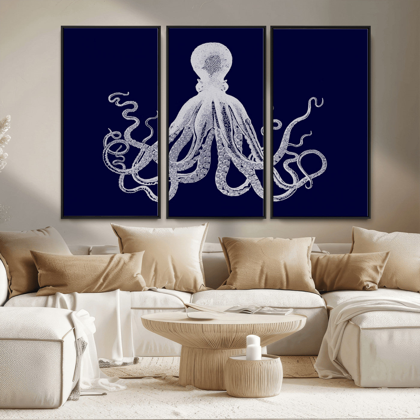 MGV-FC-48X32-3P - Blue Octopus Wall Art Canvas Print