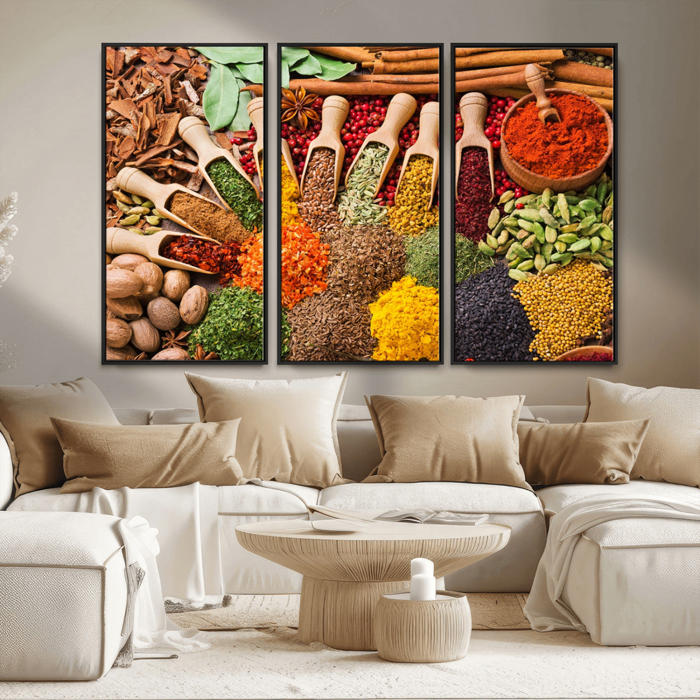 MGV-FC-48X32-3P - Herbs and Spices Art Canvas Print for Kitchen Kitchen, Dining Room Wall Decor