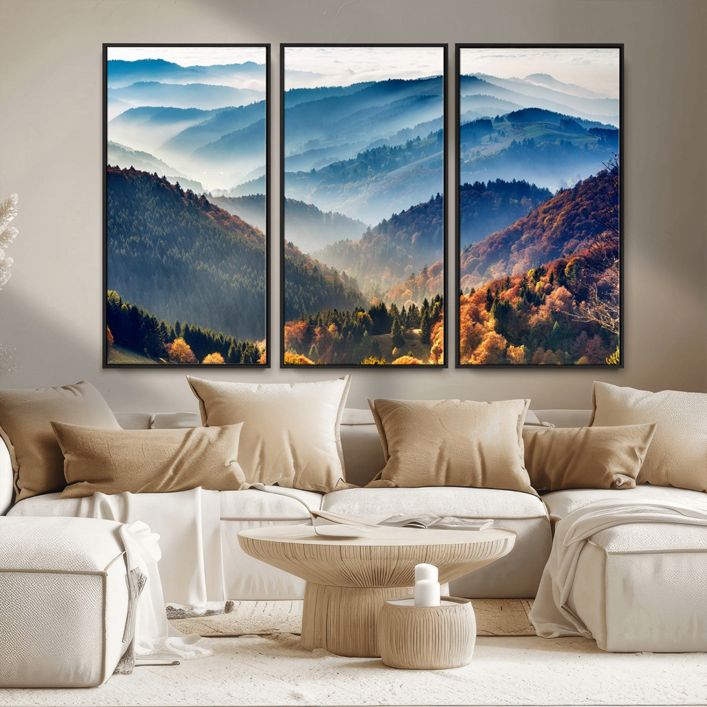 MGV-FC-48X32-3P - Mountains Forest Autumn Wall Art Canvas Print