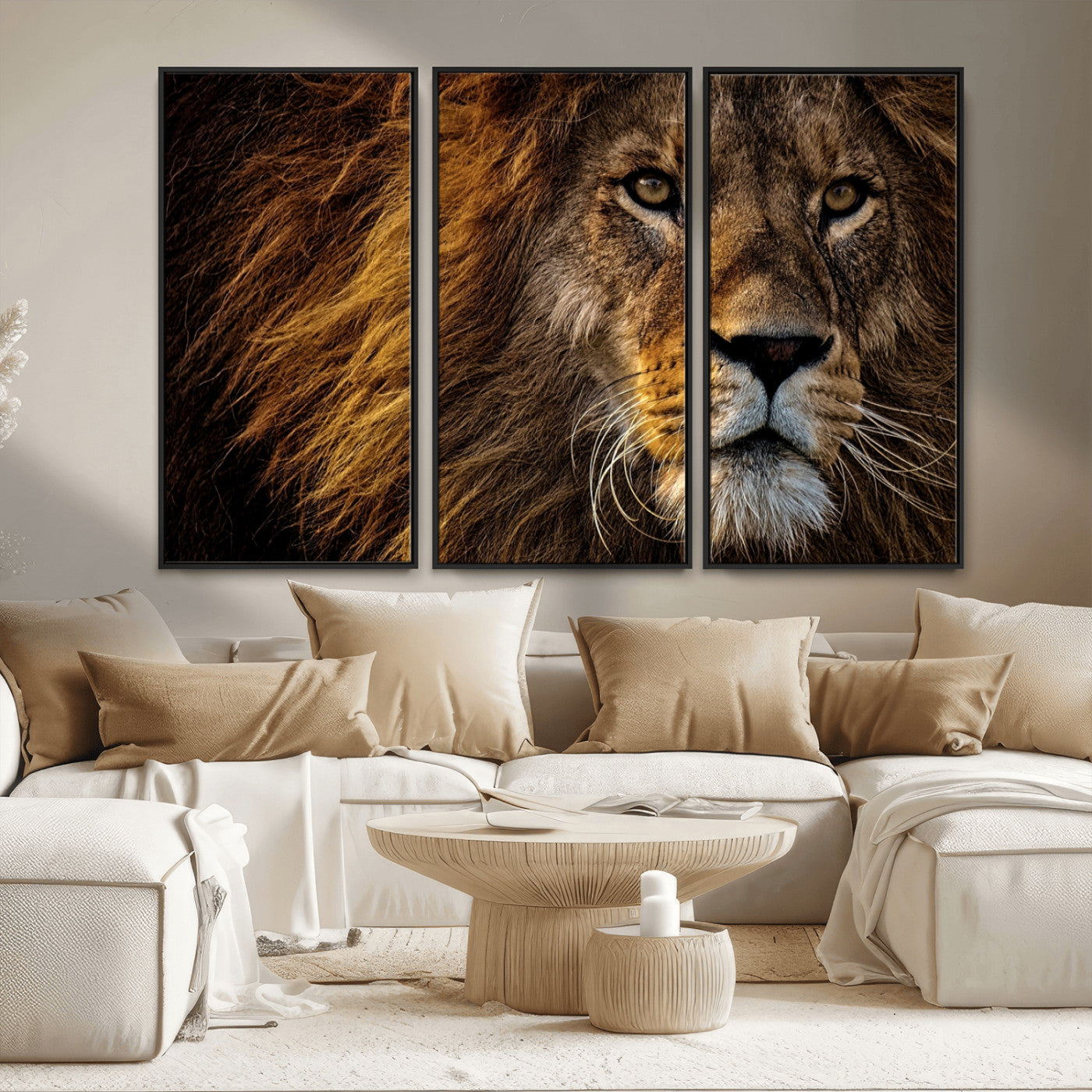 MGV-FC-48X32-3P - Mighty Lion Wall Art Animal Canvas Print