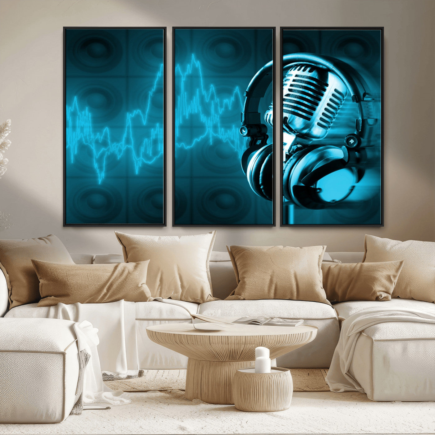 MGV-FC-48X32-3P - Music and Microphone Wall Art Canvas Print