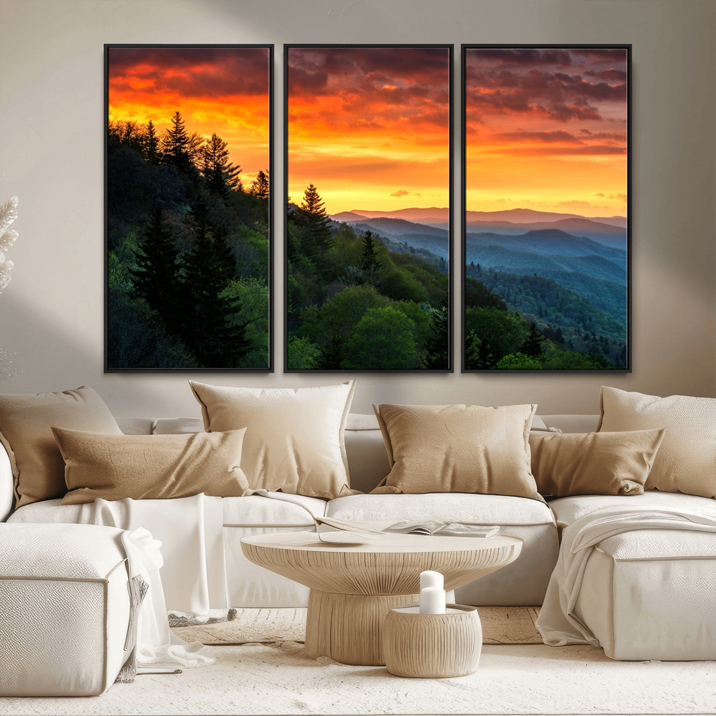 MGV-FC-48X32-3P - Forest Landscape Wall Art Sunset Canvas, Forest Sunset Canvas Print