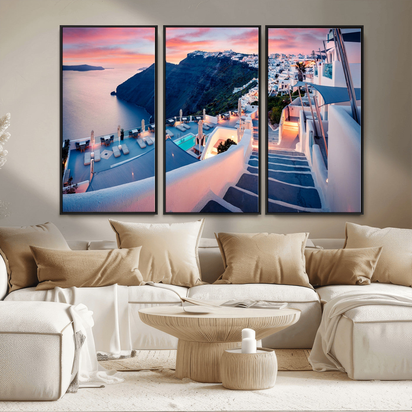 MGV-FC-48X32-3P - Santorini Island Wall Art Canvas Print