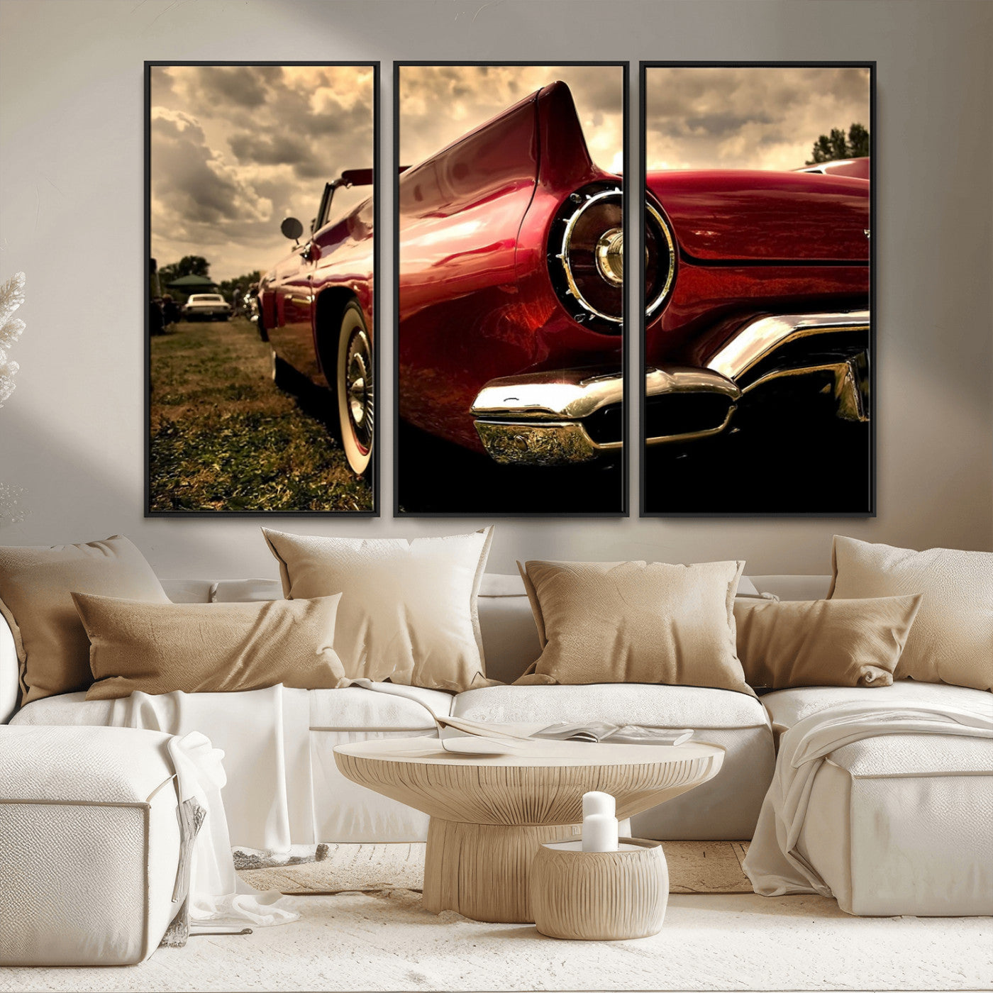 MGV-FC-48X32-3P - Red Classic Car Wall Art Canvas Print