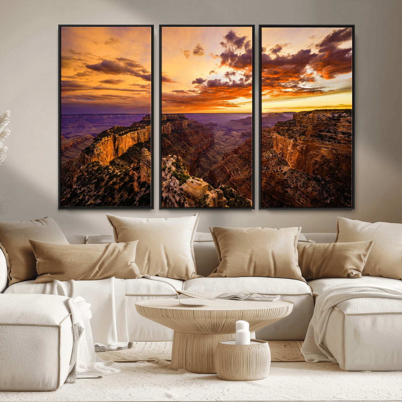 MGV-FC-48X32-3P - Mesmerizing Sunset from Grand Canyon Nal Park Wall Art, Grand Canyon Canvas Print