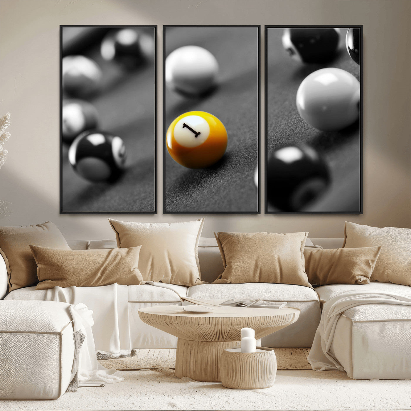 MGV-FC-48X32-3P - Wall Art Pool Table and Balls Canvas Print