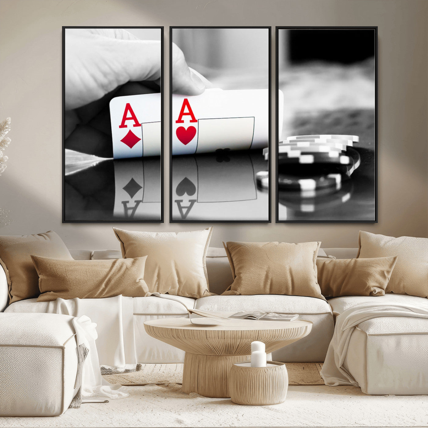 MGV-FC-48X32-3P - Aces Poker Art Poker Game Wall Art Canvas Print