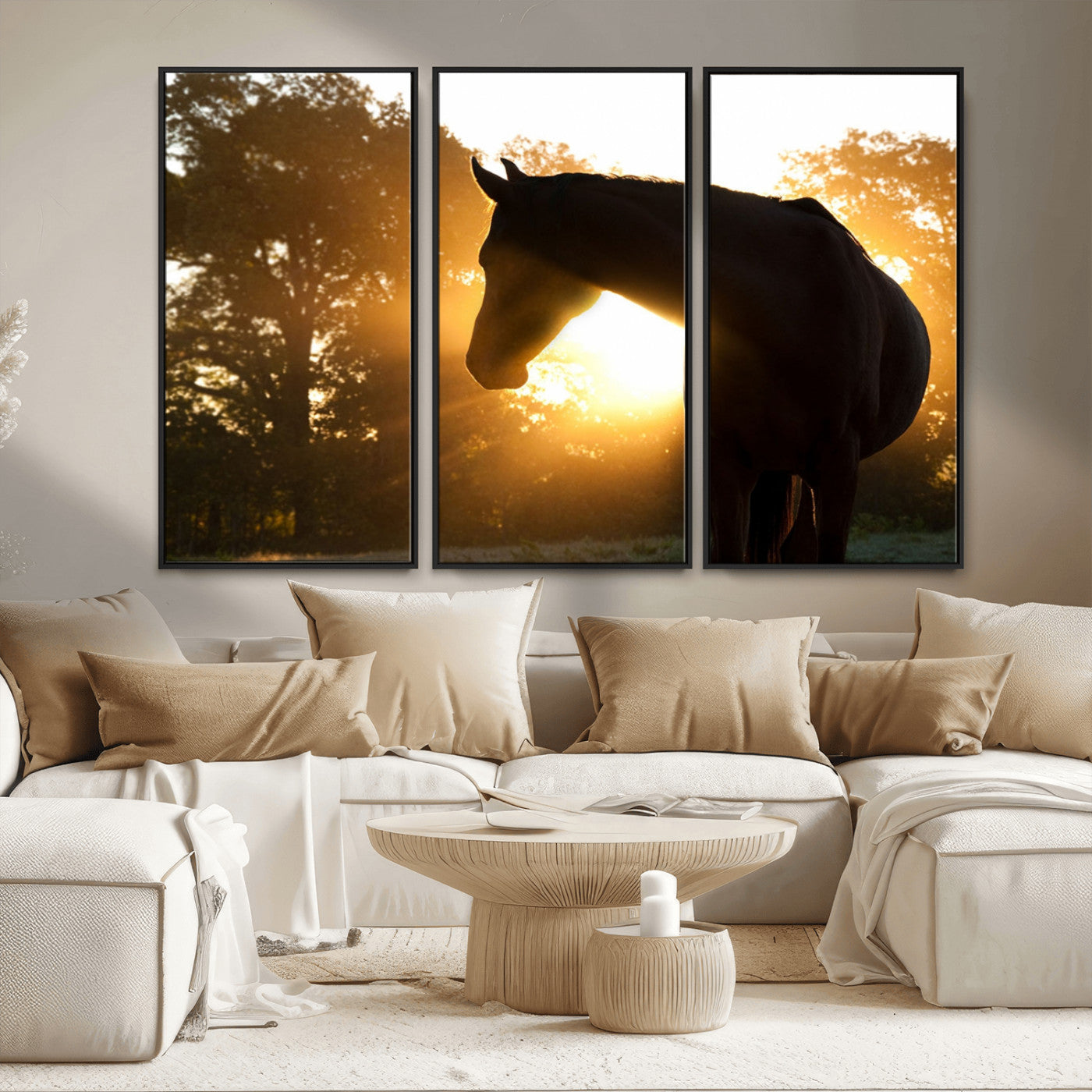 MGV-FC-48X32-3P - Horse at Sunset Wall Art Animal Canvas Print
