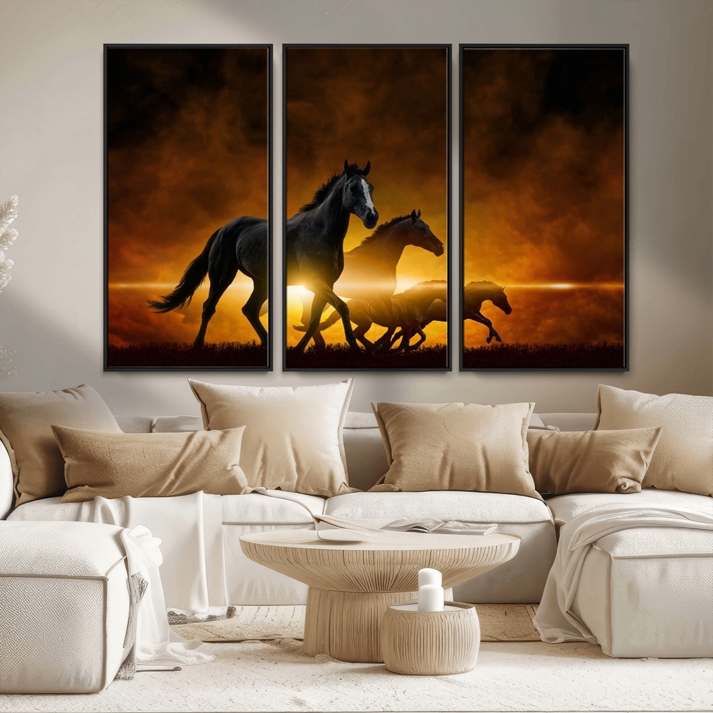 MGV-FC-48X32-3P - Horse Wall Art Canvas Print, Multi Panel Animal Canvas Print