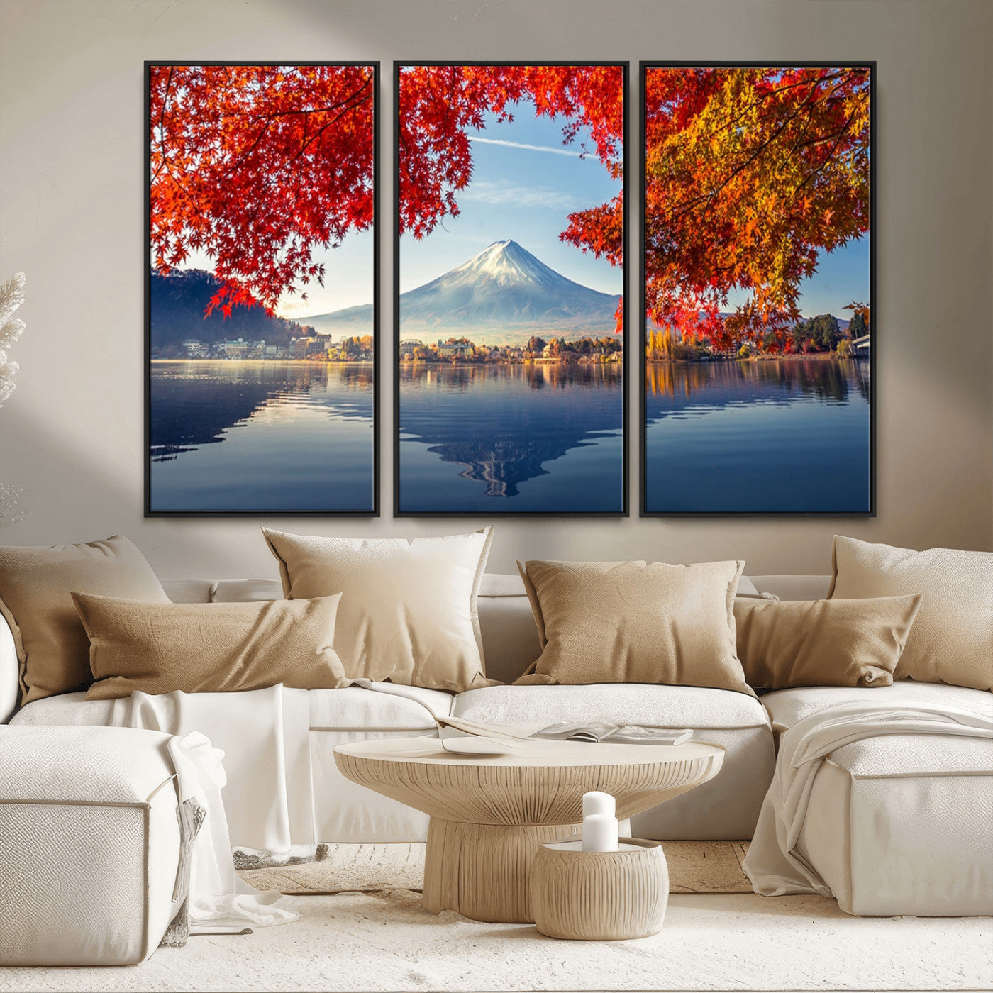 MGV-FC-48X32-3P - Mount Fuji Canvas Wall Art Japan Autumn Mountain Canvas Print Wall Art