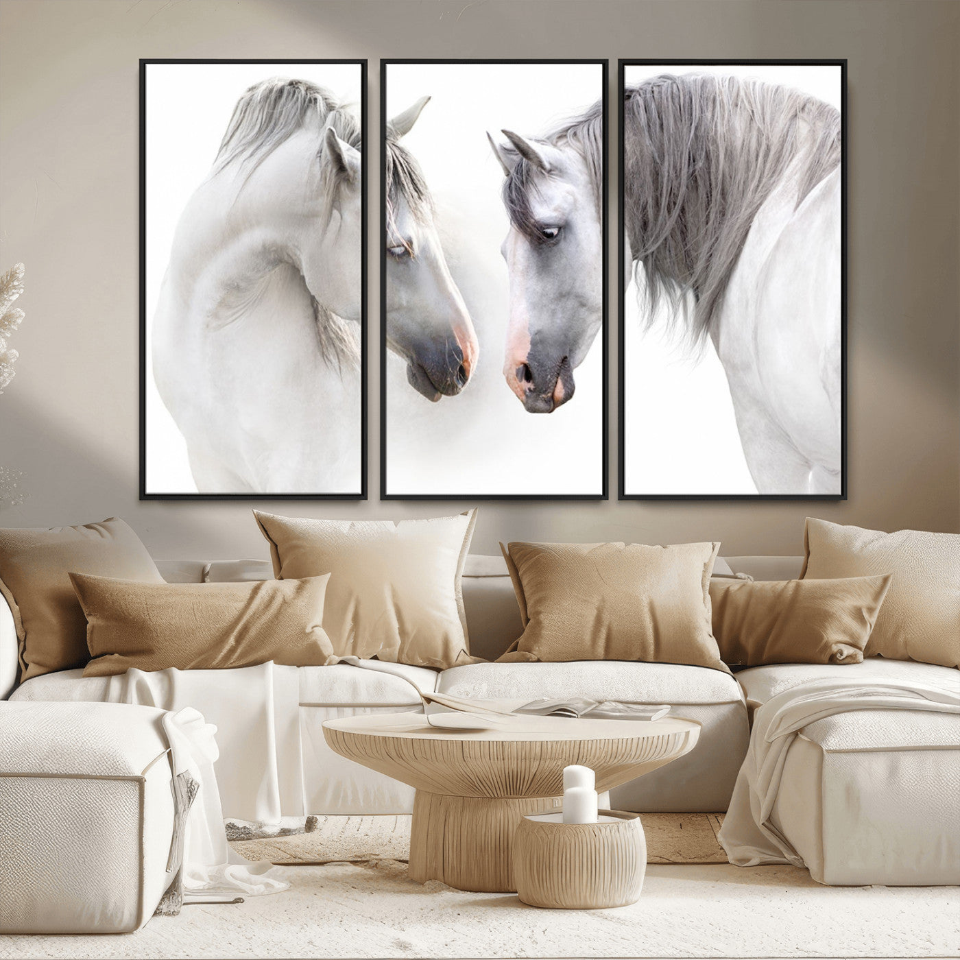MGV-FC-48X32-3P - White Horse Wall Art Animal Canvas Print