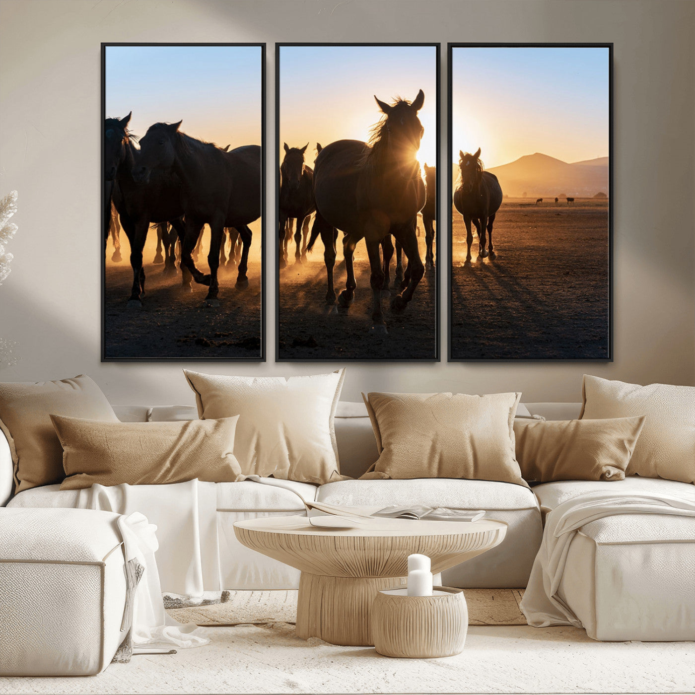 MGV-FC-48X32-3P - Horse Herd Wall Art Animal Canvas Print