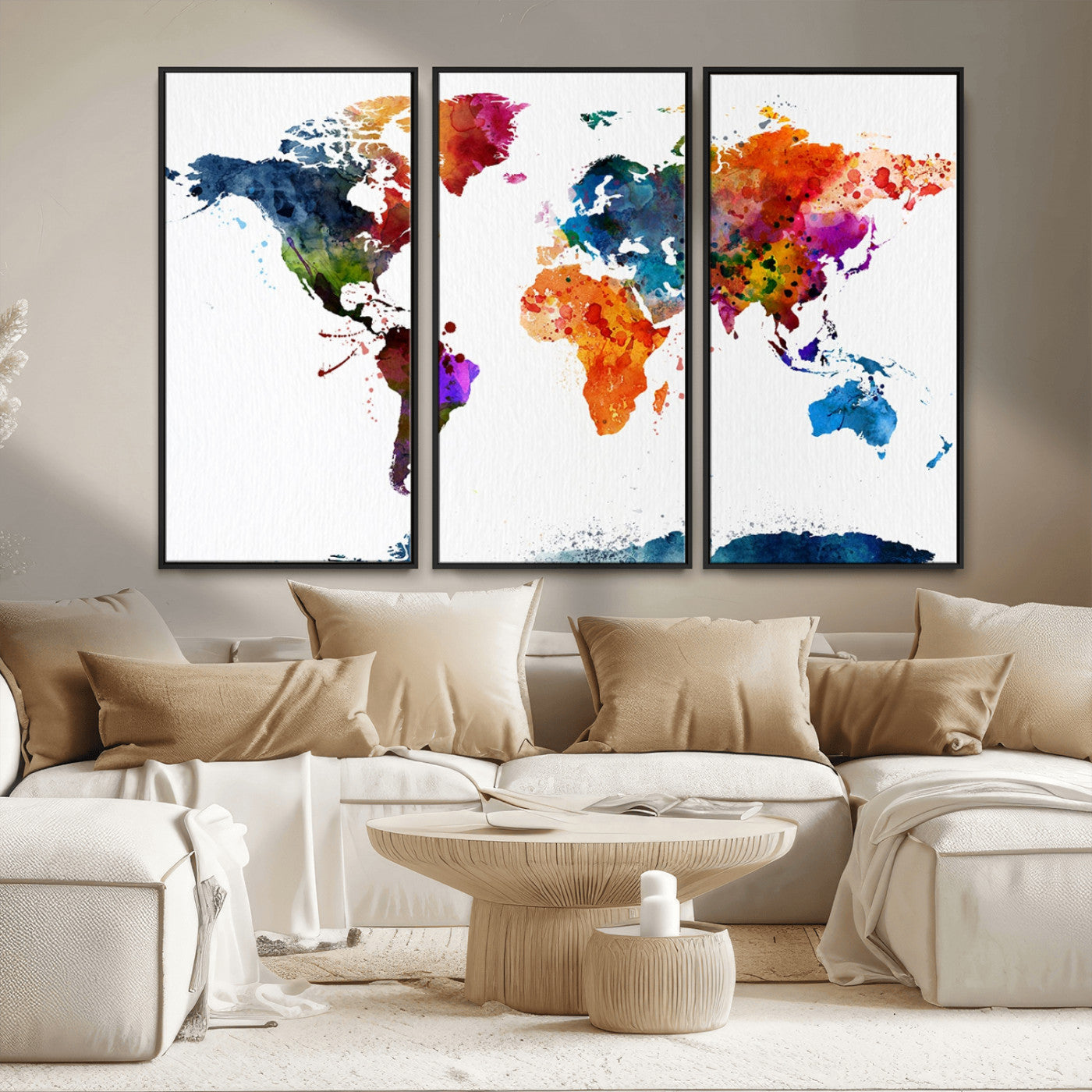 MGV-FC-48X32-3P - Push Pin World Map Canvas Print – Framed Wall Art for Couples to Track Their Travels – Anniversary
