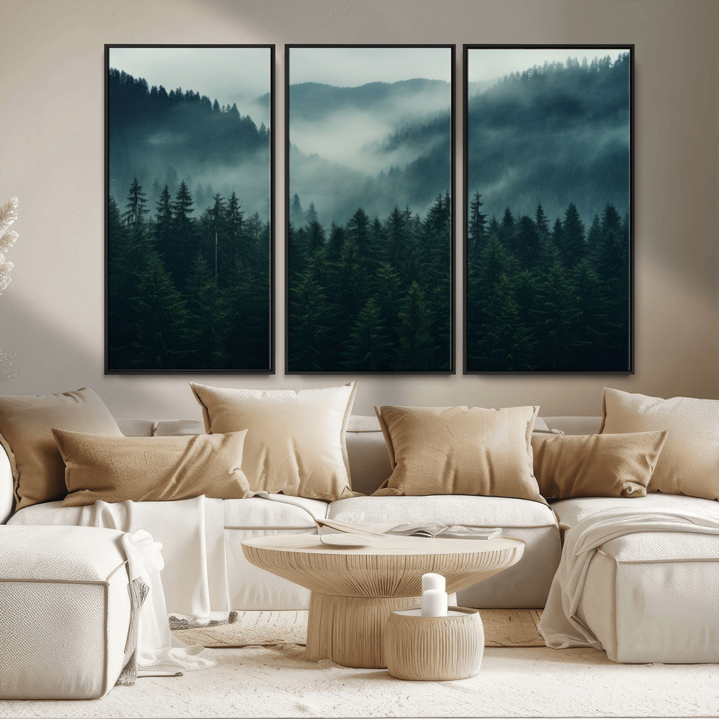 MGV-FC-48X32-3P - Captivating Misty Forest Wall Art Premium Canvas Print,  Foggy and Serene Atmosphere Wall Art Canvas