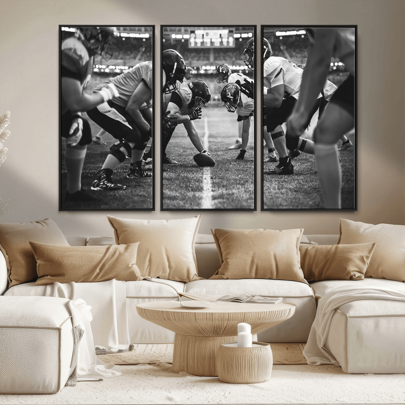 MGV-FC-48X32-3P - American Football Wall Art Canvas Print, Stadium Sport Wall Art Print
