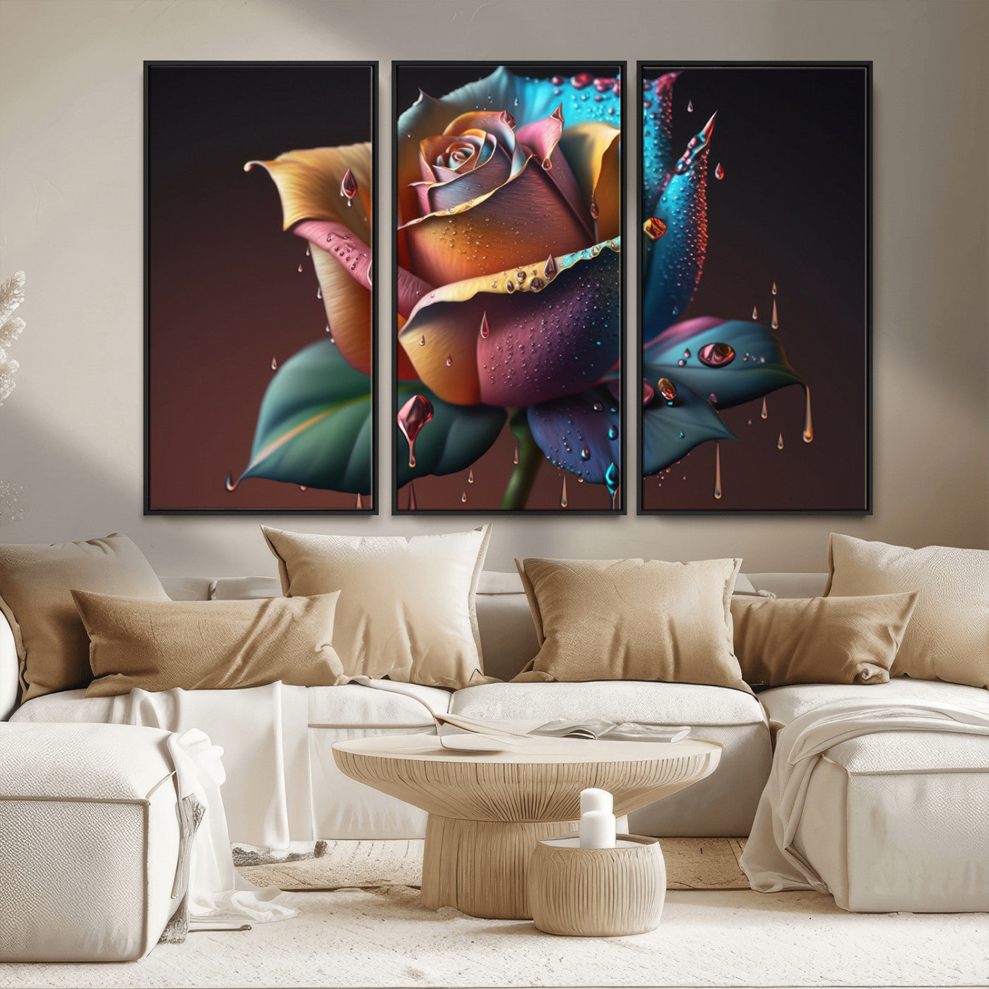 MGV-FC-48X32-3P - Abstract Rose Wall Art Canvas Print