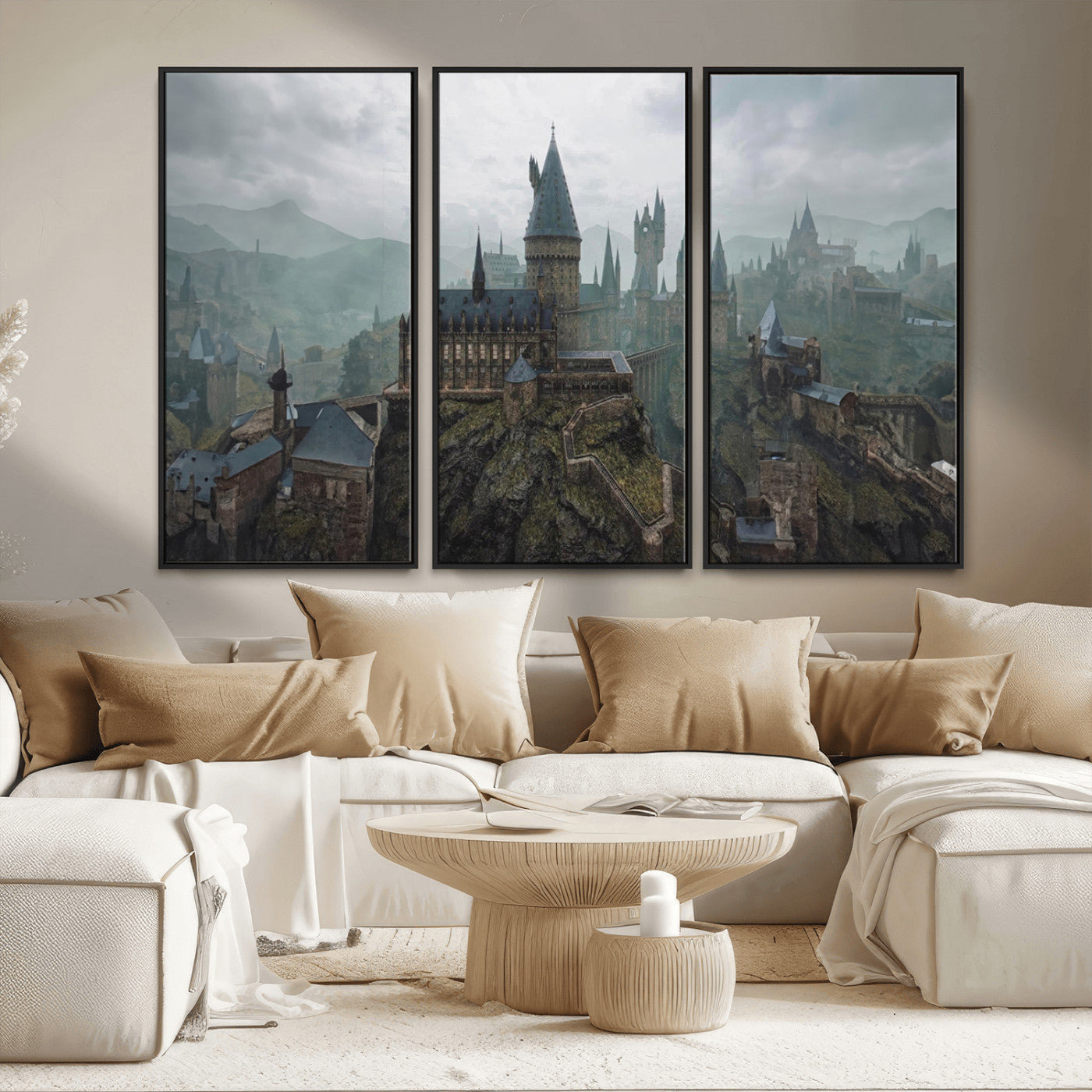 MGV-FC-48X32-3P - Disney Castle Wall Art Canvas Print, Living Kids Home Room Decor Art Print