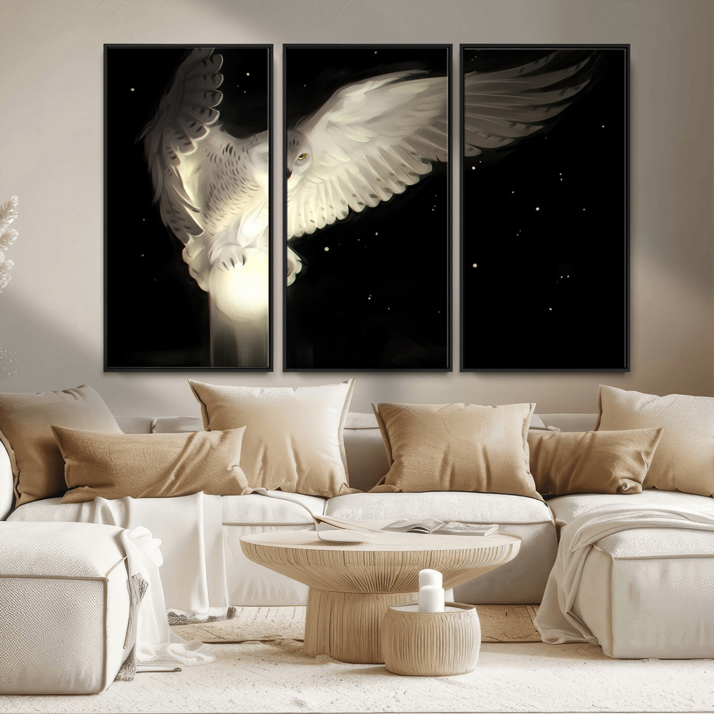 MGV-FC-48X32-3P - Night Owl Art -  Illuminating the Darkness – Unique Animal-Inspired Wall Art for Modern Decor |