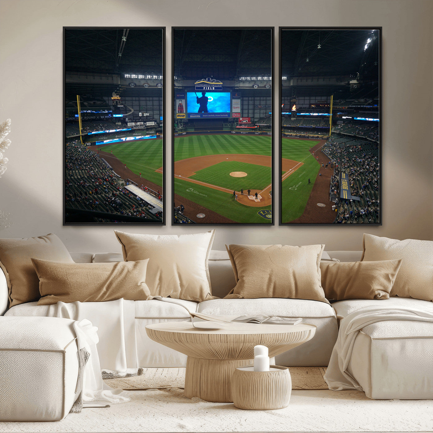MGV-FC-48X32-3P - Milwaukee Brewers Baseball Art Print - American Family Field Stadium Wall Art Canvas Print