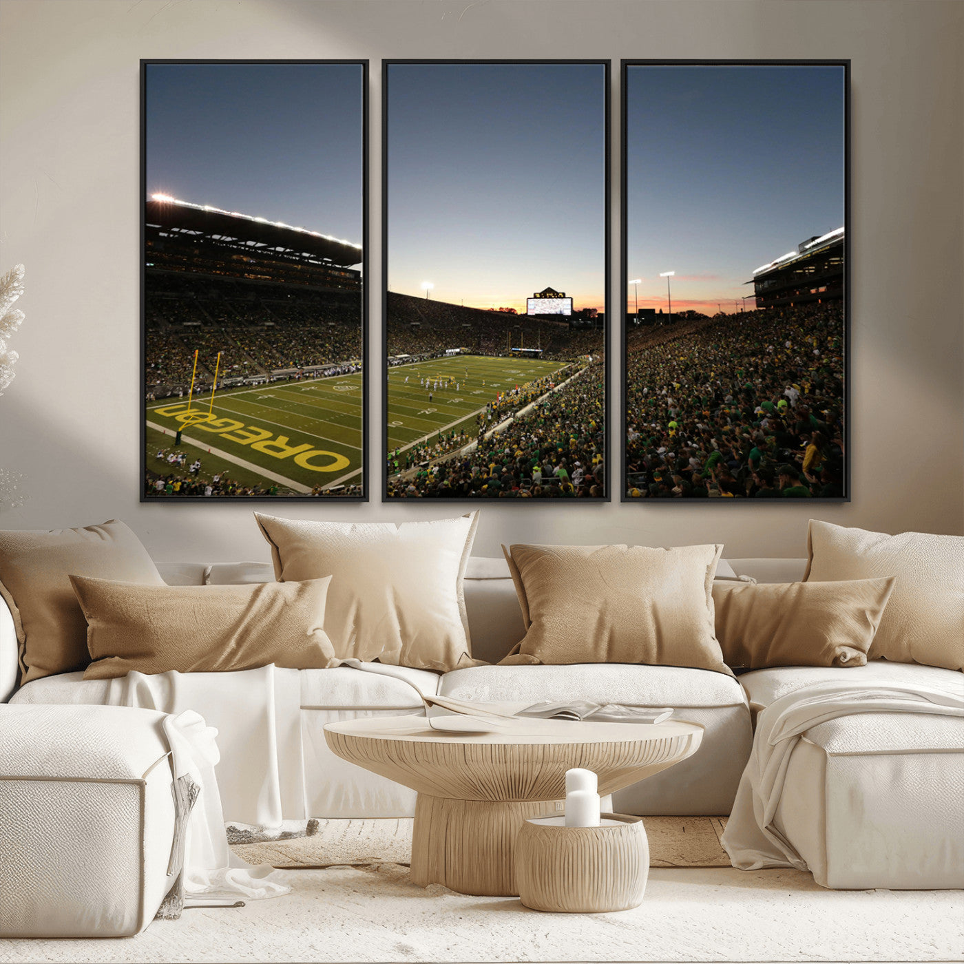 MGV-FC-48X32-3P - Oregon Ducks Football Team Print - Eugene Autzen Stadium Wall Art Canvas Print