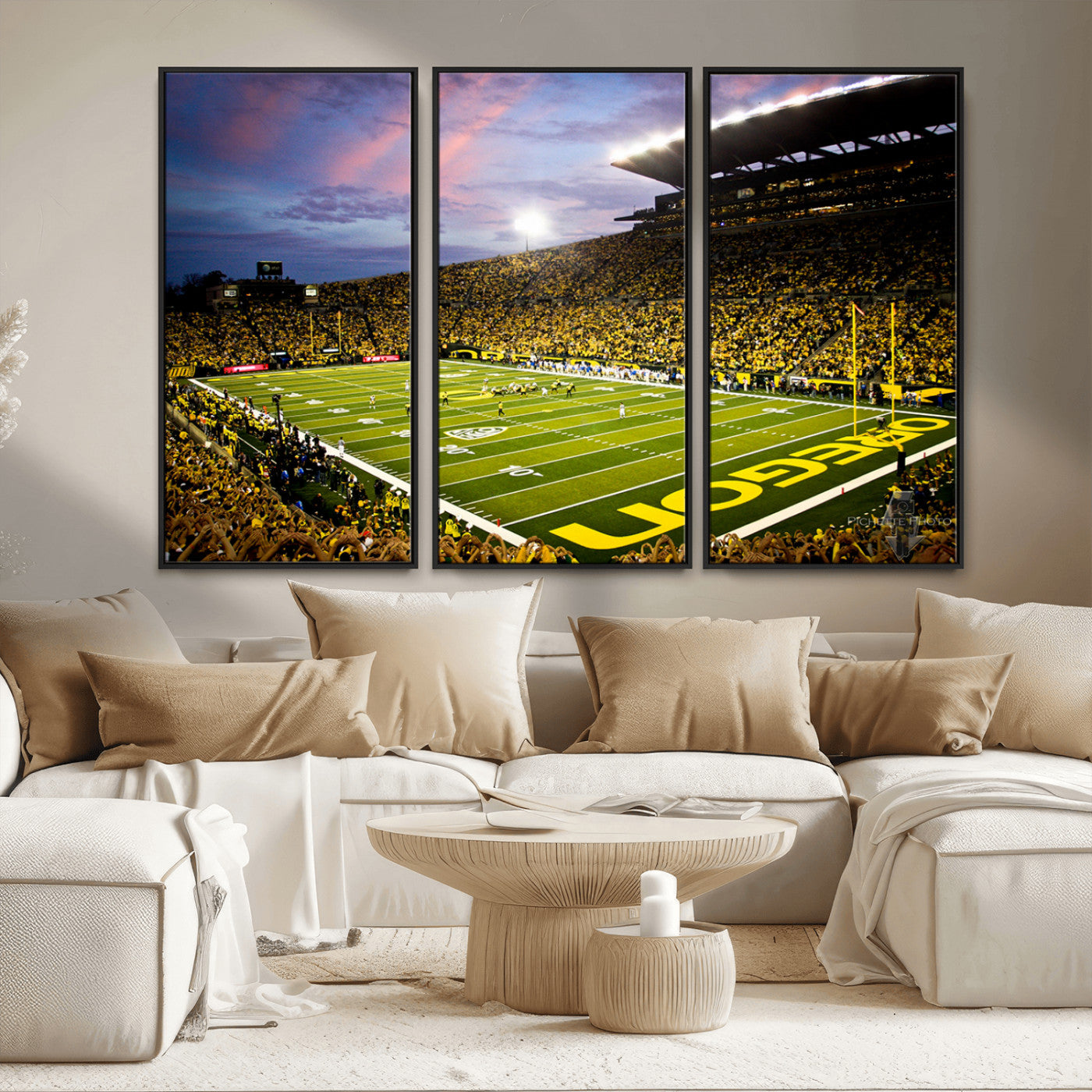 MGV-FC-48X32-3P - University of Oregon Ducks Football Team Print - Eugene Autzen Stadium Wall Art Canvas Print