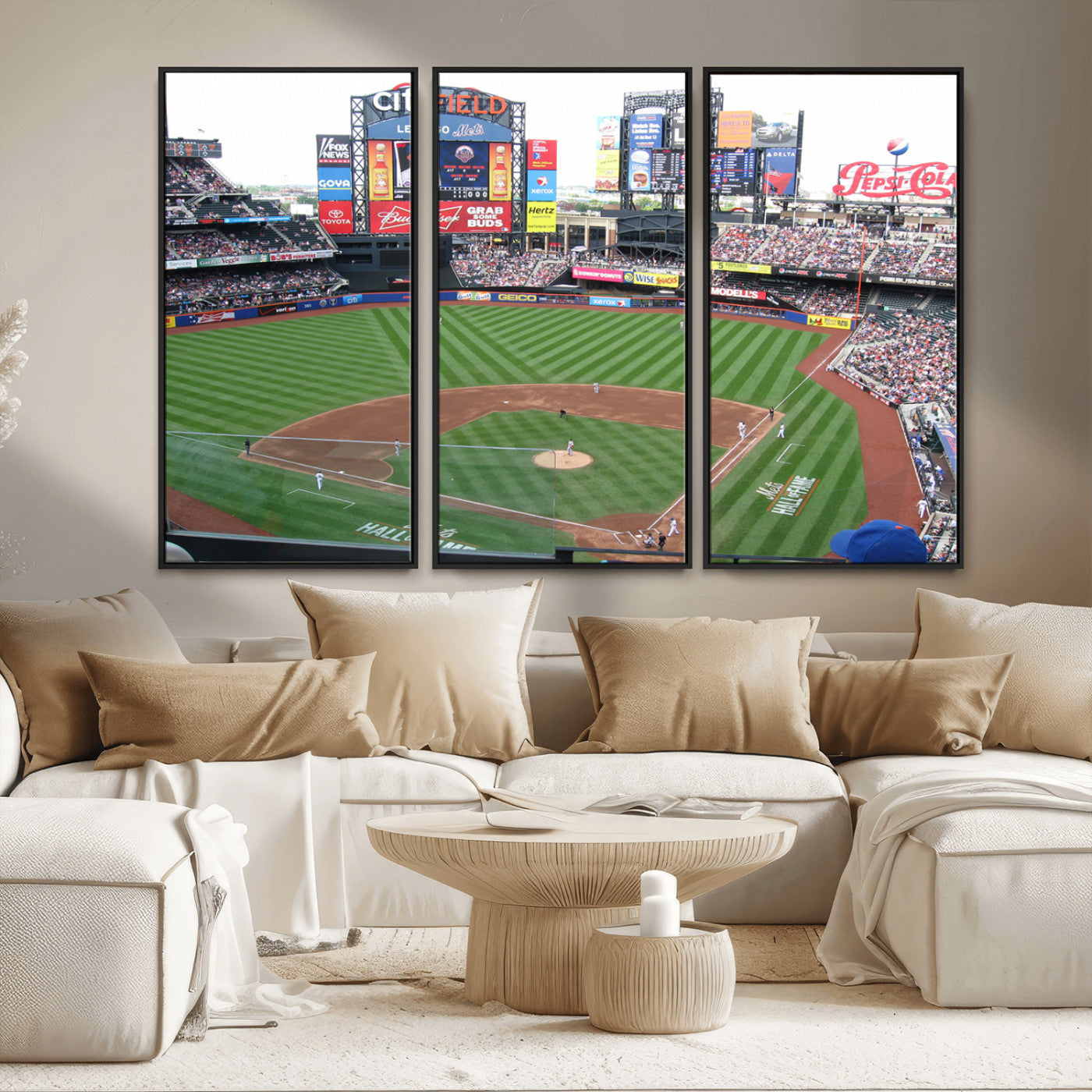 MGV-FC-48X32-3P - New York Mets Baseball Team Print - Citi Field Baseball Stadium Wall Art Canvas Print