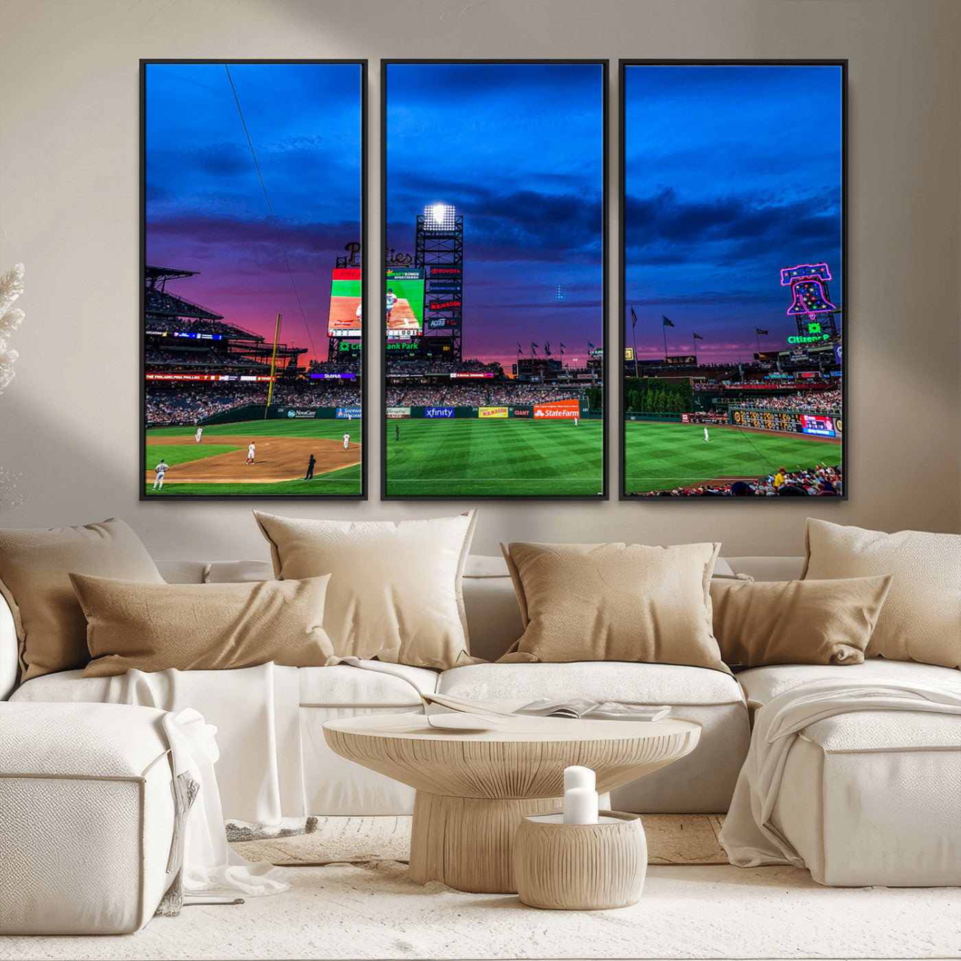 MGV-FC-48X32-3P - Philadelphia Phillies Baseball Team Print - Philadelphia Citizens Bank Park Stadium Canvas Wall Art