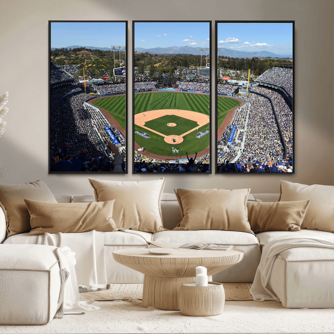 MGV-FC-48X32-3P - Los Angeles Dodgers Dodger Stadium Wall Art Canvas Print - MLB Baseball Stadium Wall Art Canvas